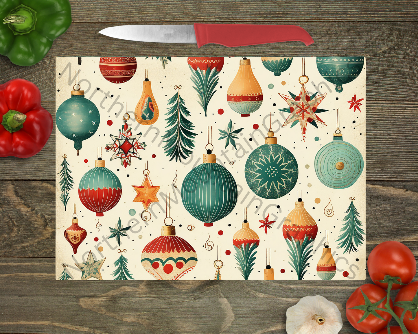 Glass Cutting Board Christmas