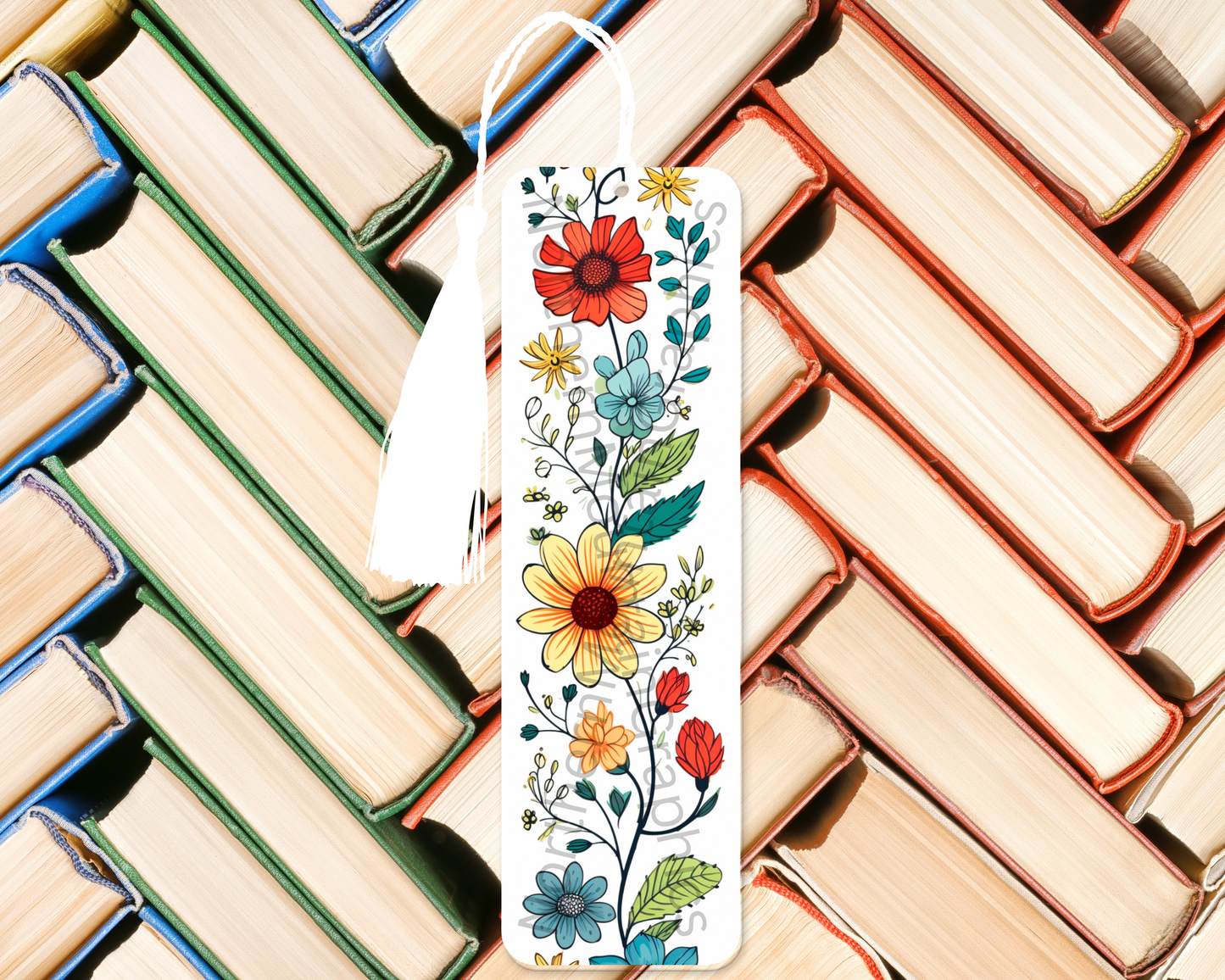 Vibrant Wildflower Garden Vertical Floral Bookmark