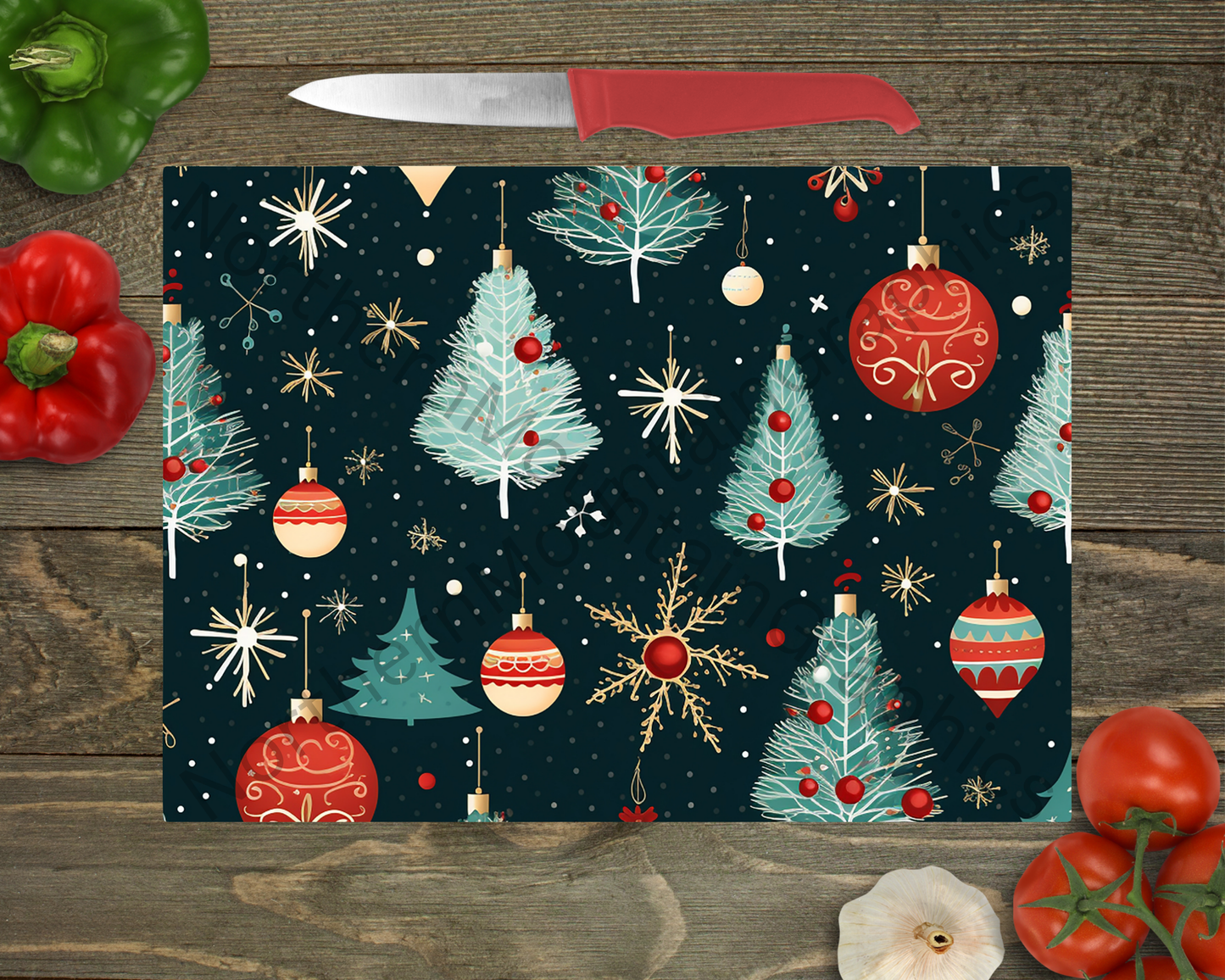 Glass Cutting Board Christmas