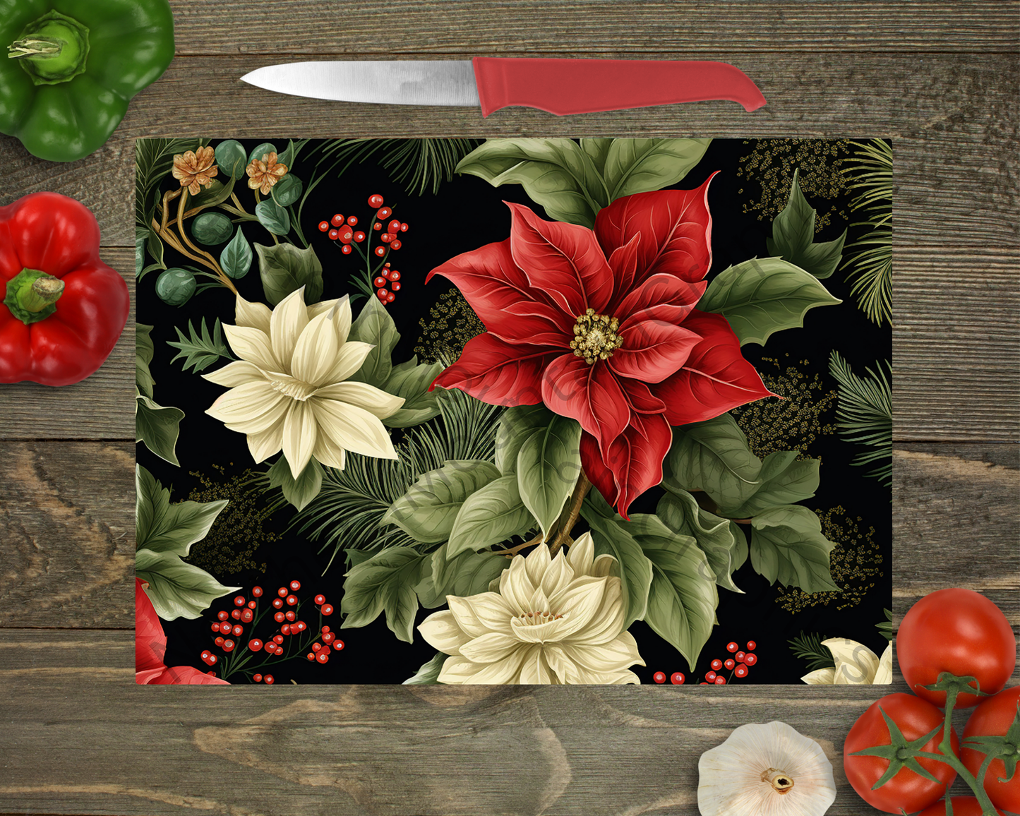 Glass Cutting Board Christmas