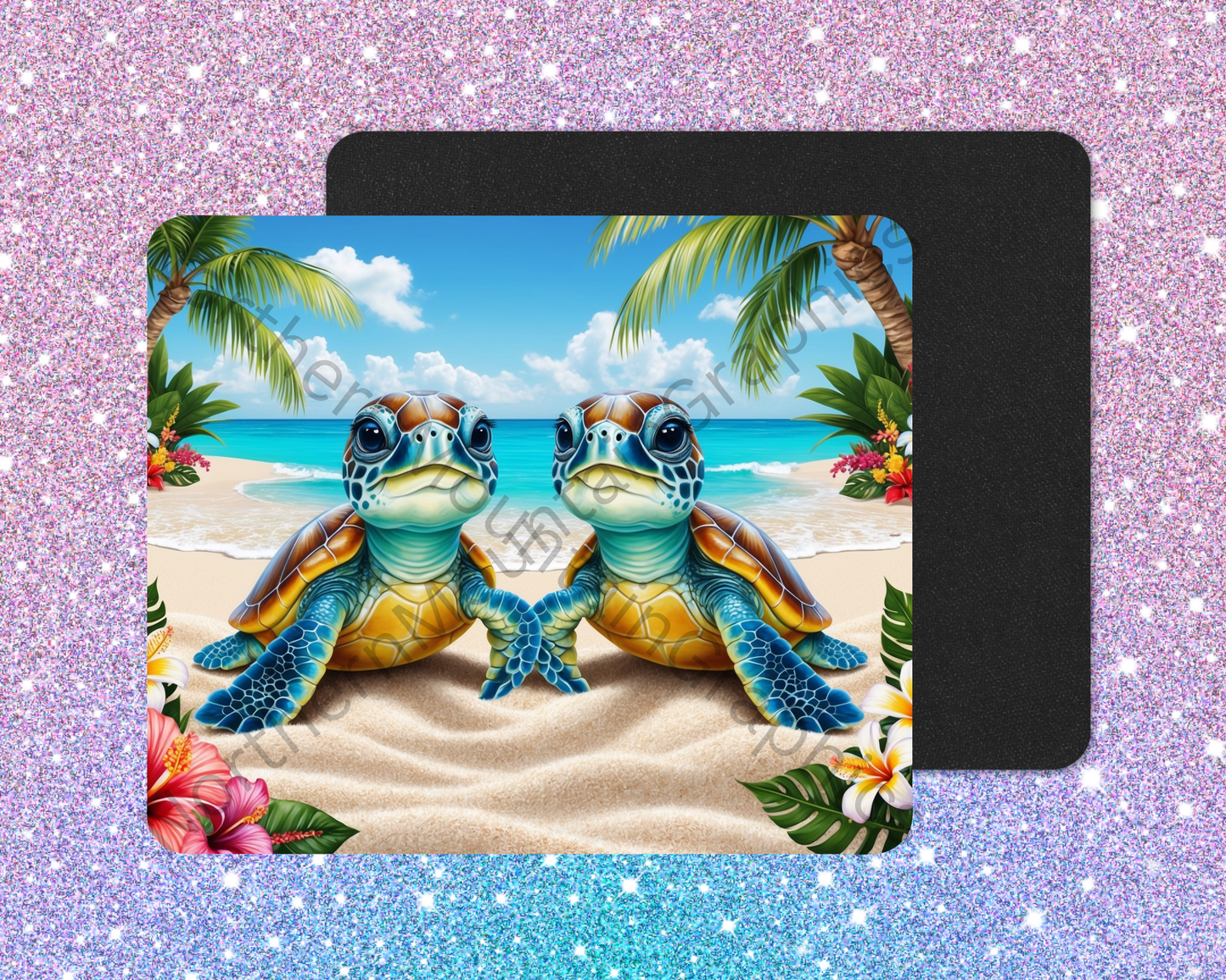 Tropical Sea Turtle Duo Mouse Pad