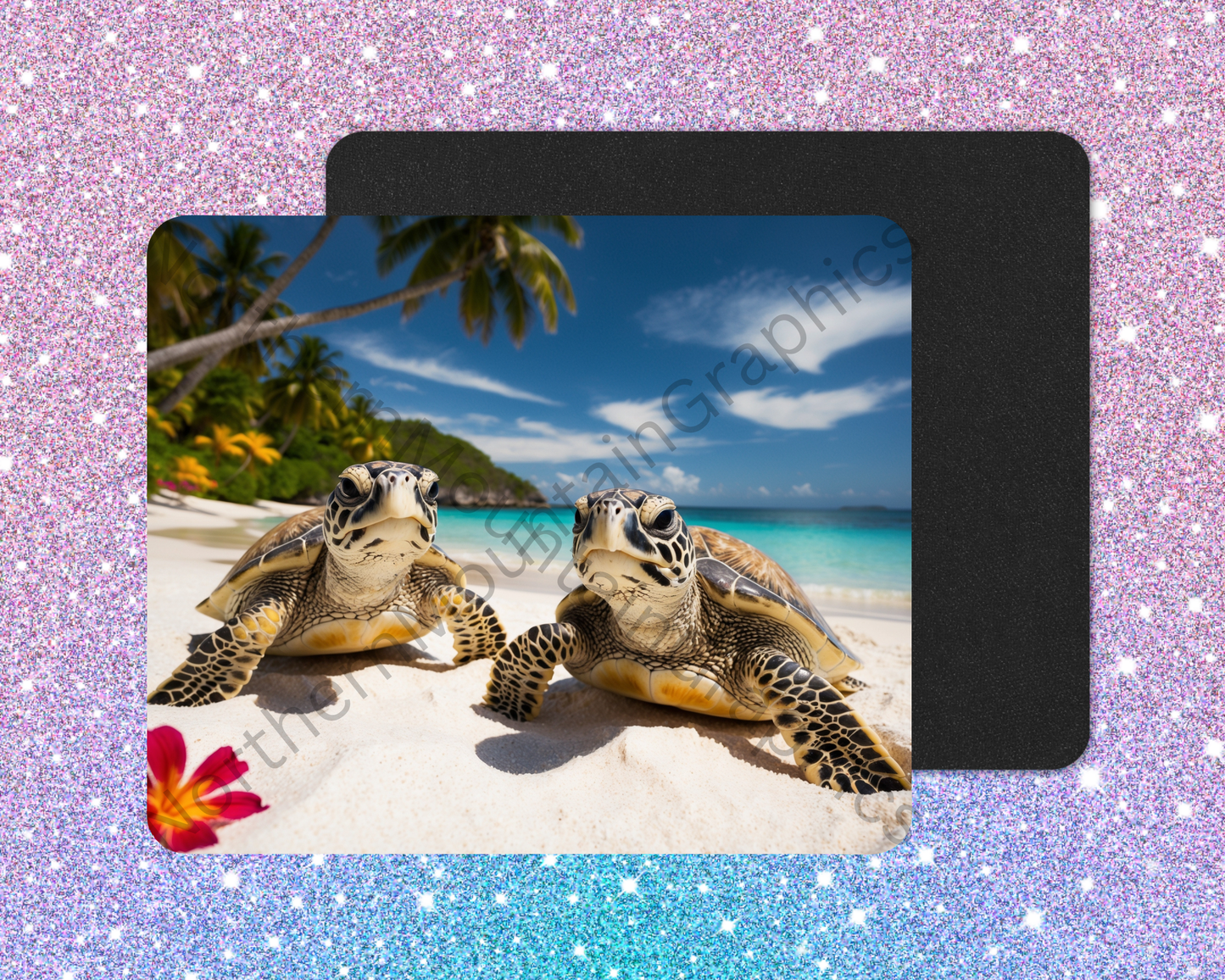 Tropical Sea Turtle Duo Mouse Pad