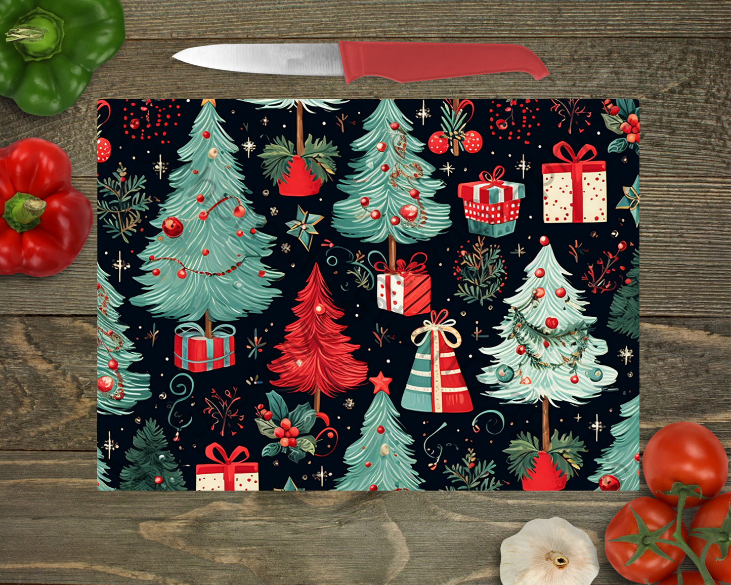 Glass Cutting Board Christmas