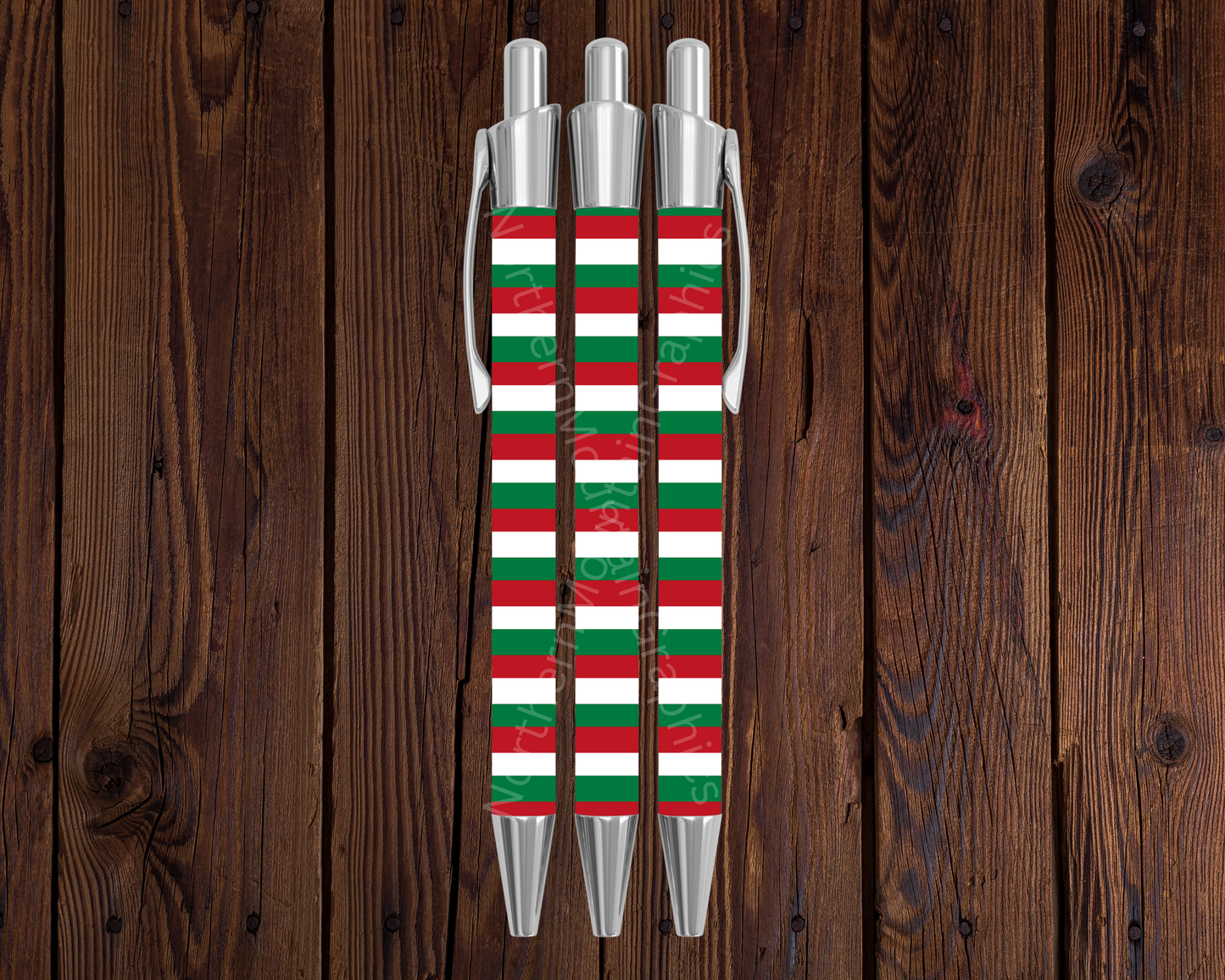 Red, White, Green Stripes Christmas Pen