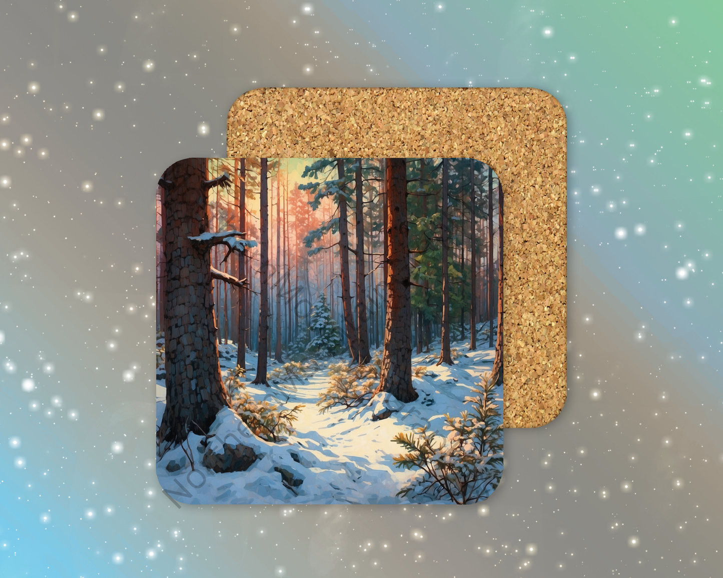 Enchanted Winter Forest Winter Square Coaster