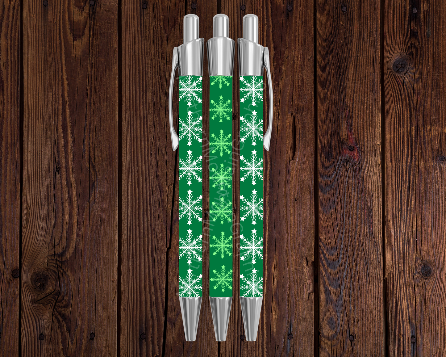 Green Snowflakes Pattern Christmas Pen