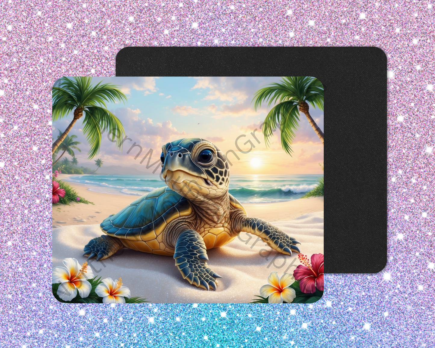 Sunset Shore Sea Turtle Mouse Pad