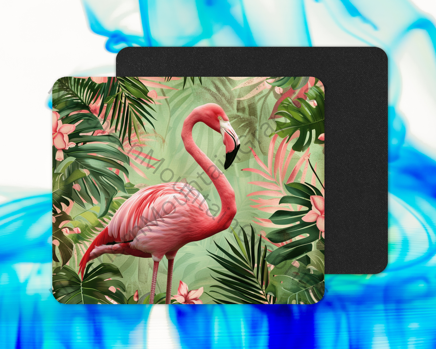 Mint Jungle Flamingo Mouse Pad