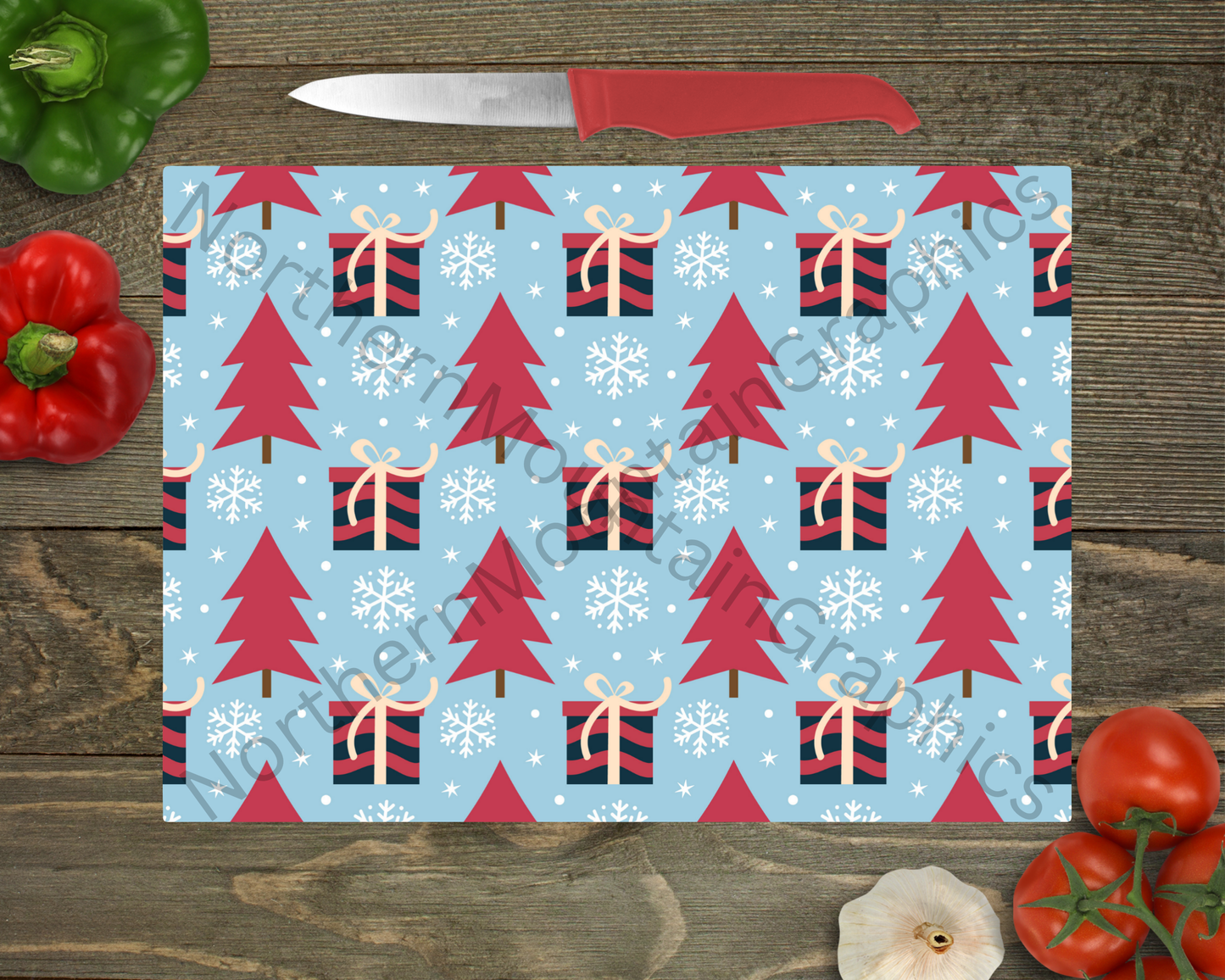 Glass Cutting Board Christmas