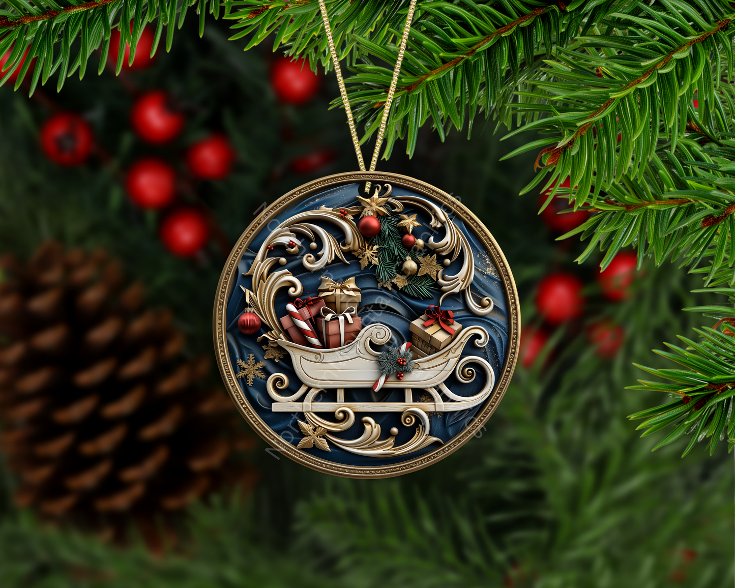Santa’s Gift Sleigh Christmas Ornament