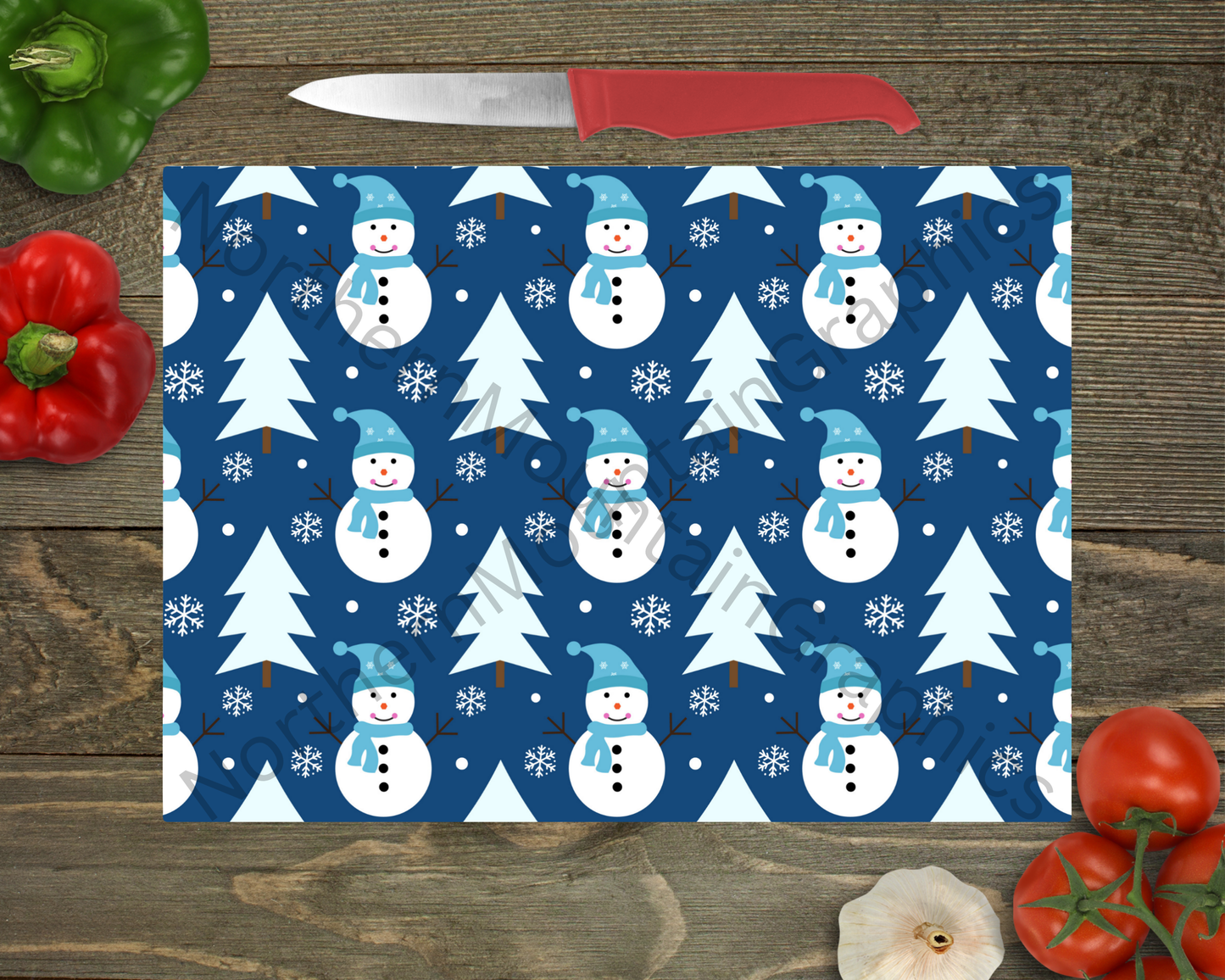 Glass Cutting Board Christmas