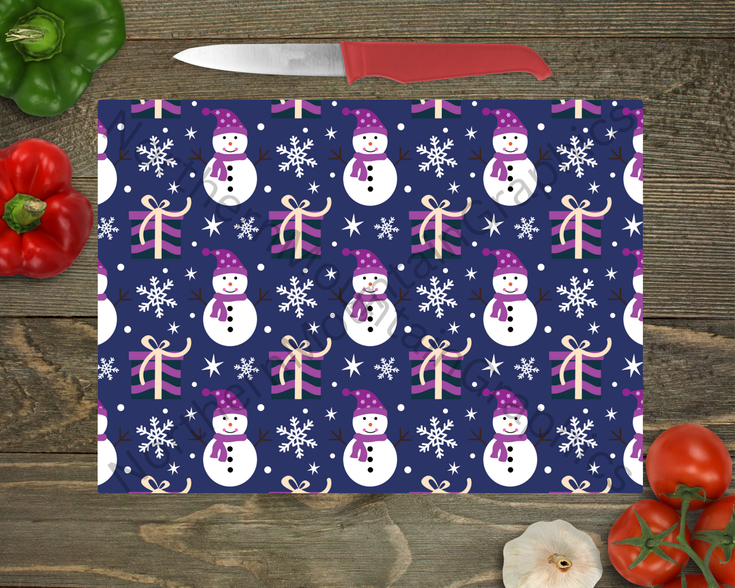 Glass Cutting Board Christmas