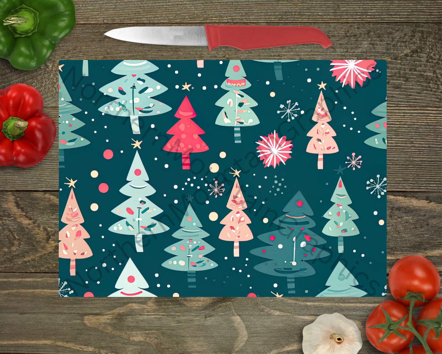 Glass Cutting Board Christmas