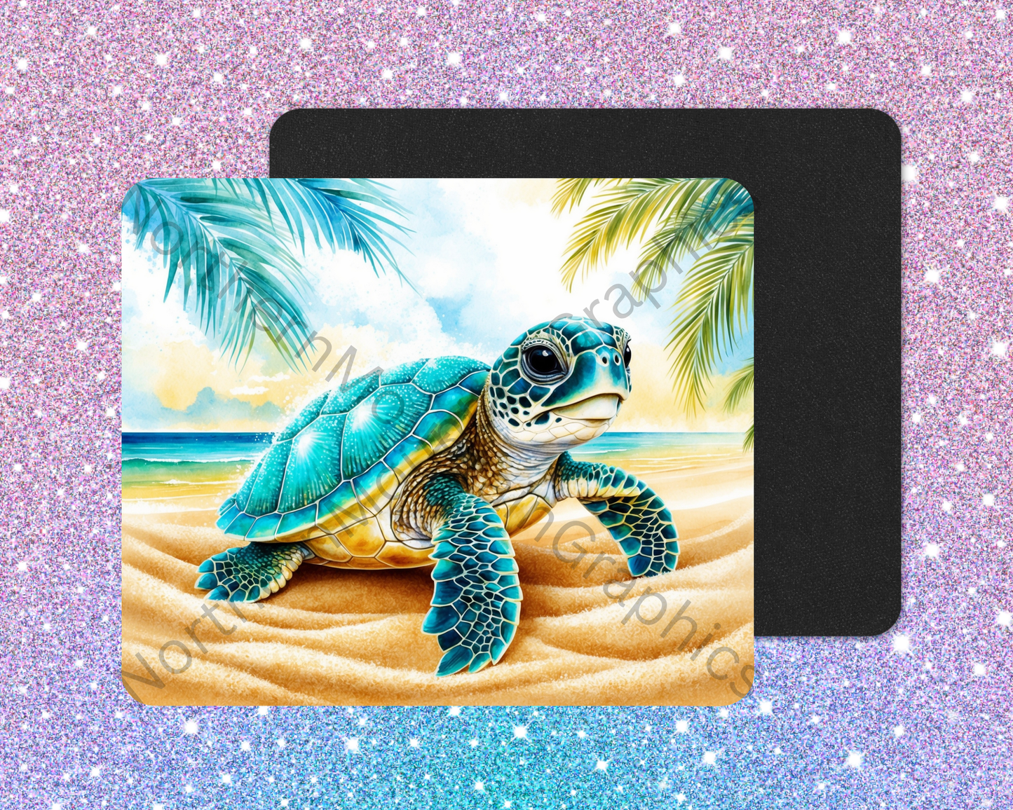 Shimmering Shore Sea Turtle Mouse Pad