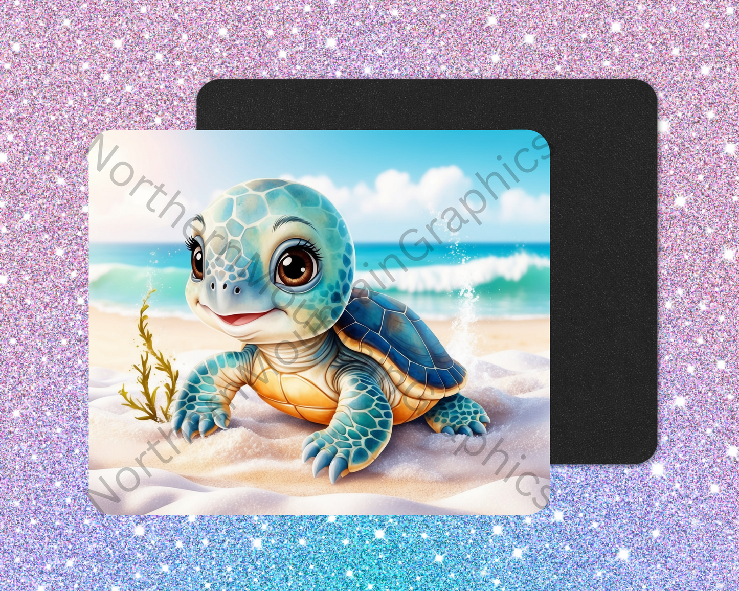 Sandy Shore Sea Turtle Mouse Pad