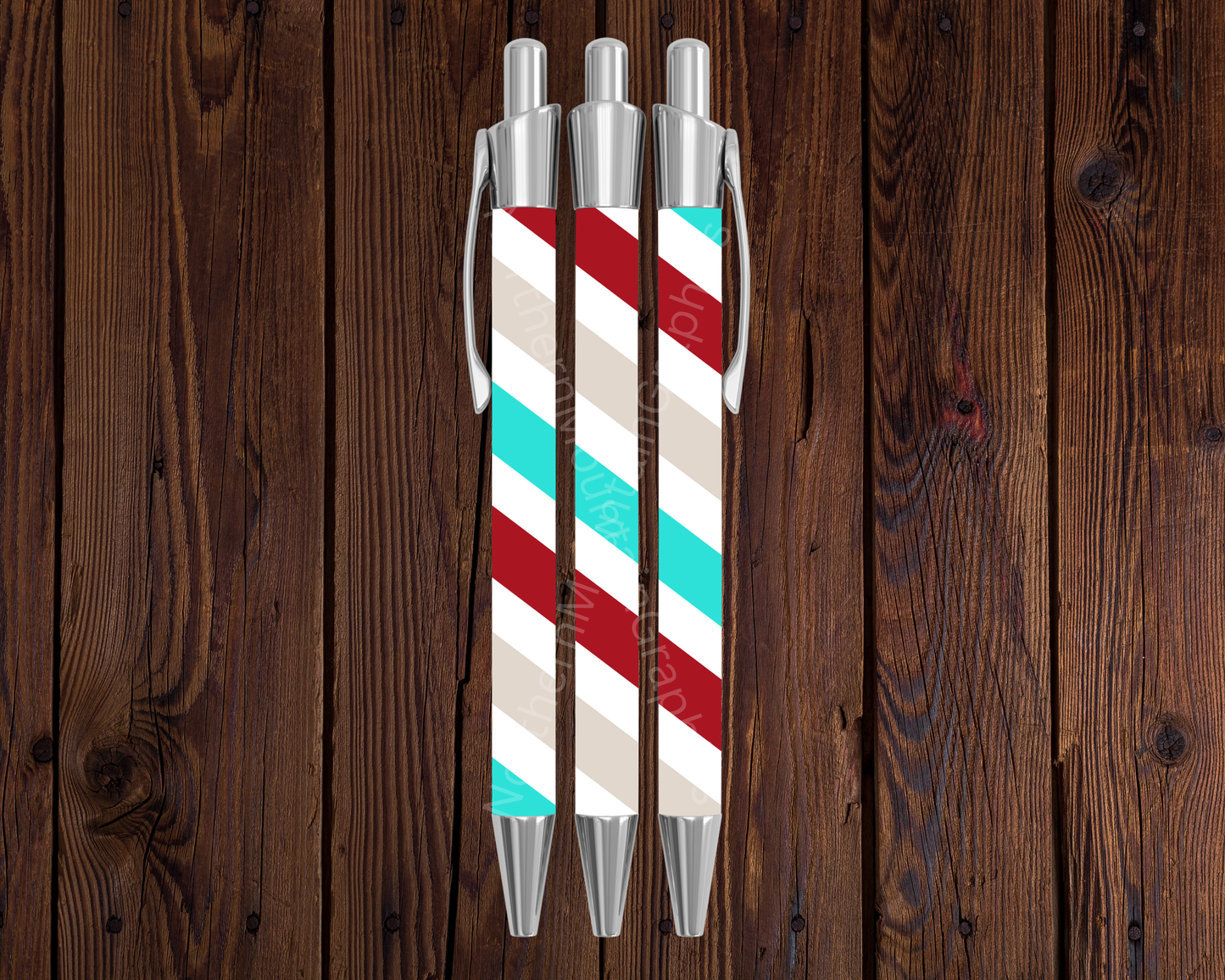 Diagonal Holiday Stripes Christmas Pen