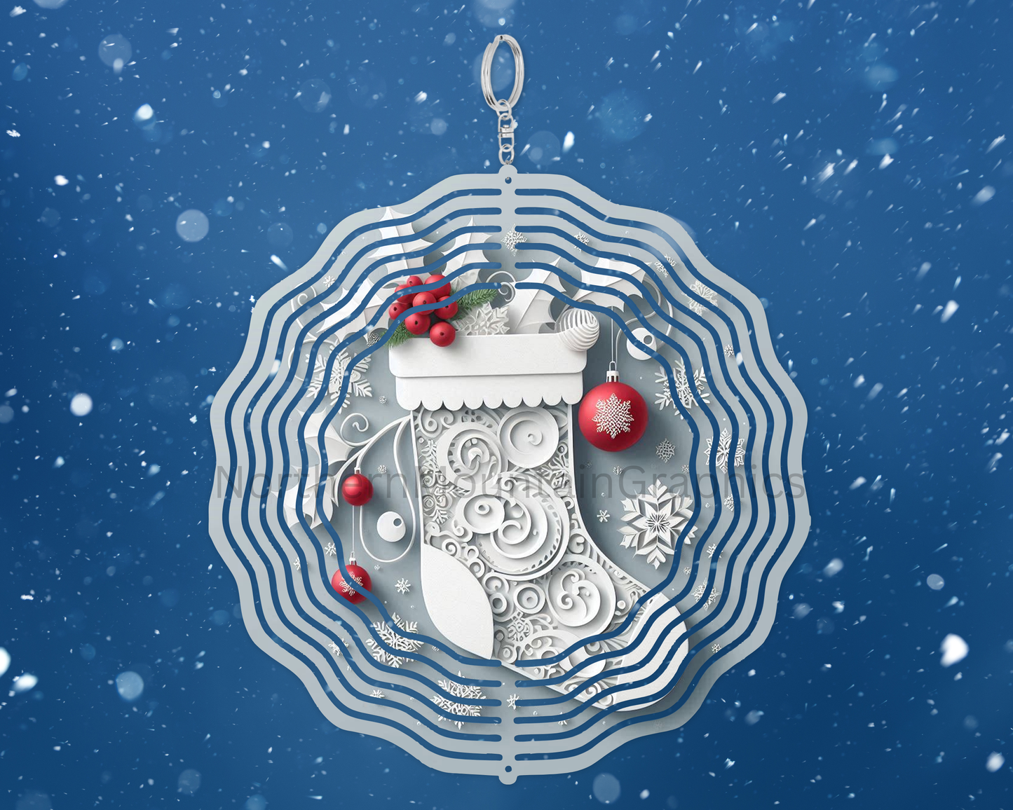 Holly Trimmed Stocking Wind Spinner