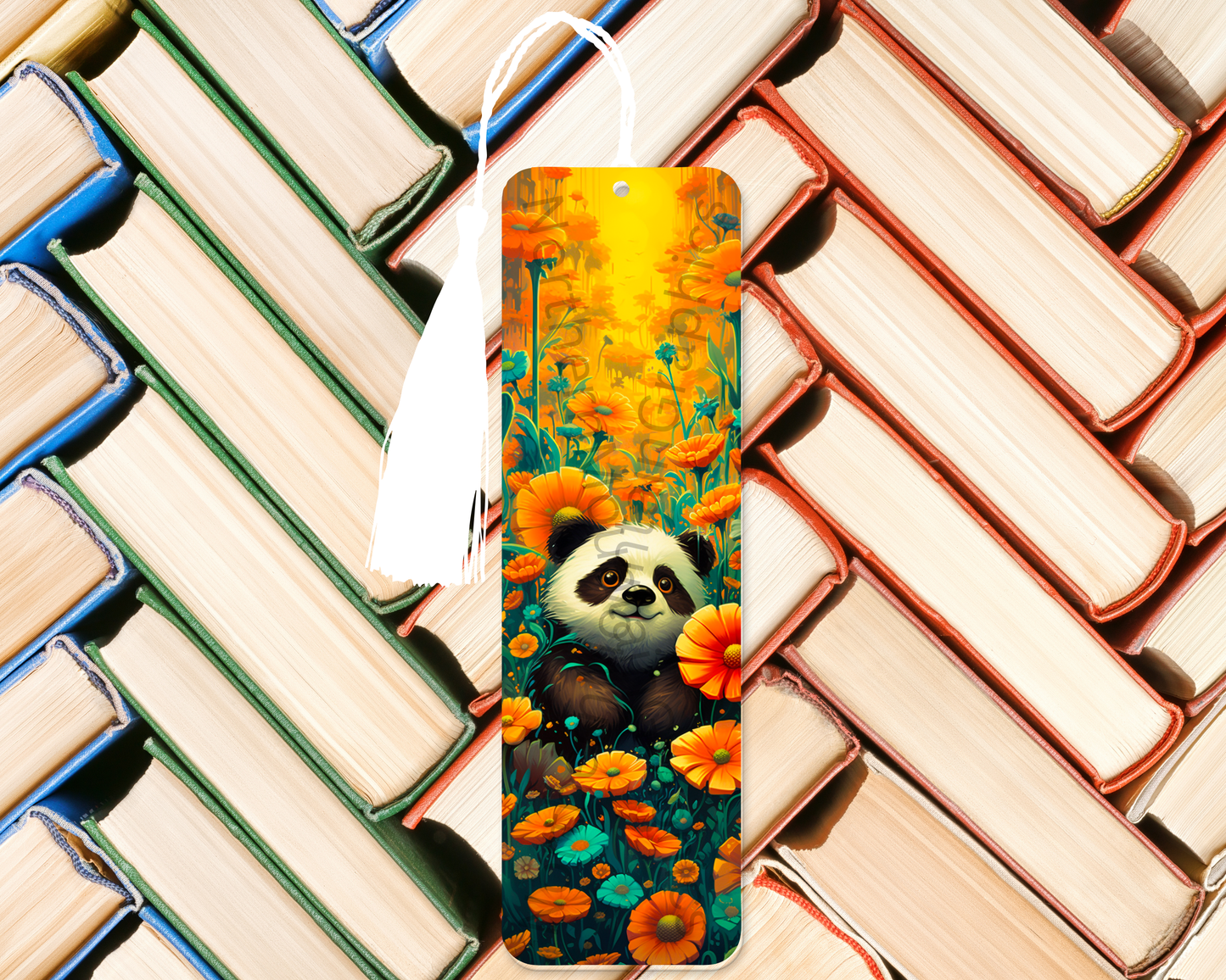 Golden Bloom Panda Bookmark