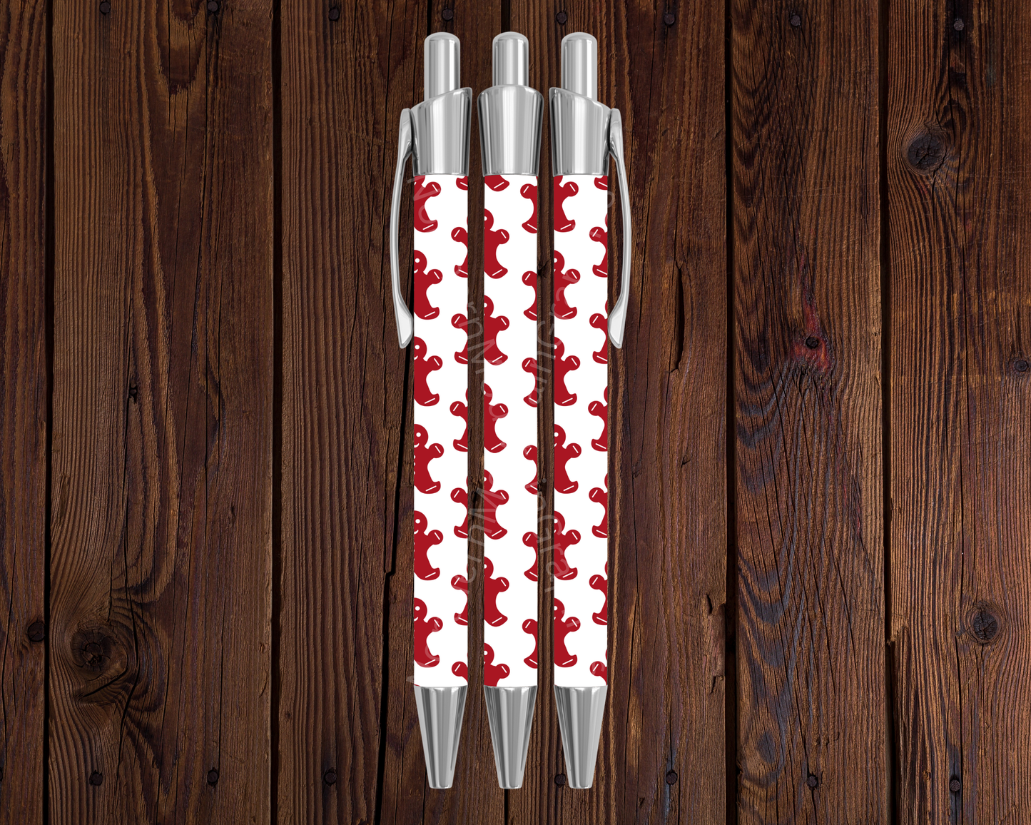 Red Gingerbread Silhouettes Christmas Pen