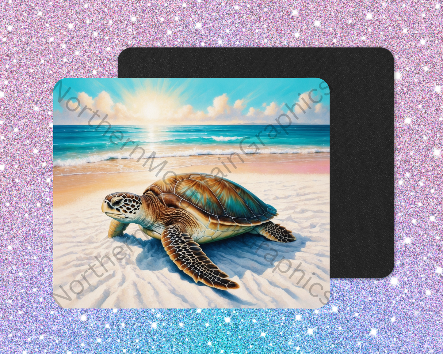 Sunlit Shore Sea Turtle Mouse Pad