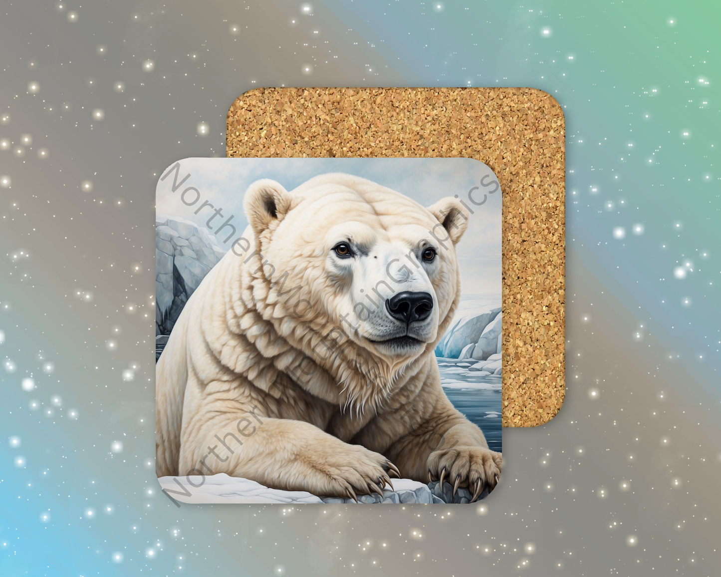 Close-Up Polar Bear Resting Winter Square Coaster