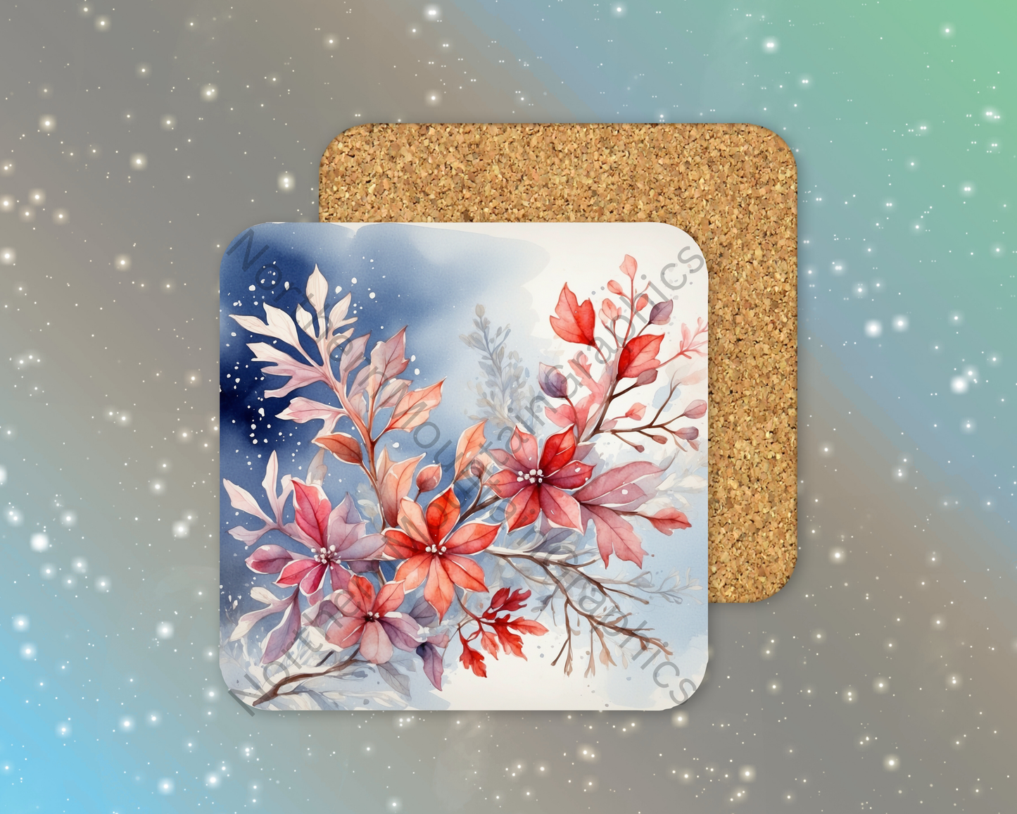 Winter Floral Winter Square Coaster
