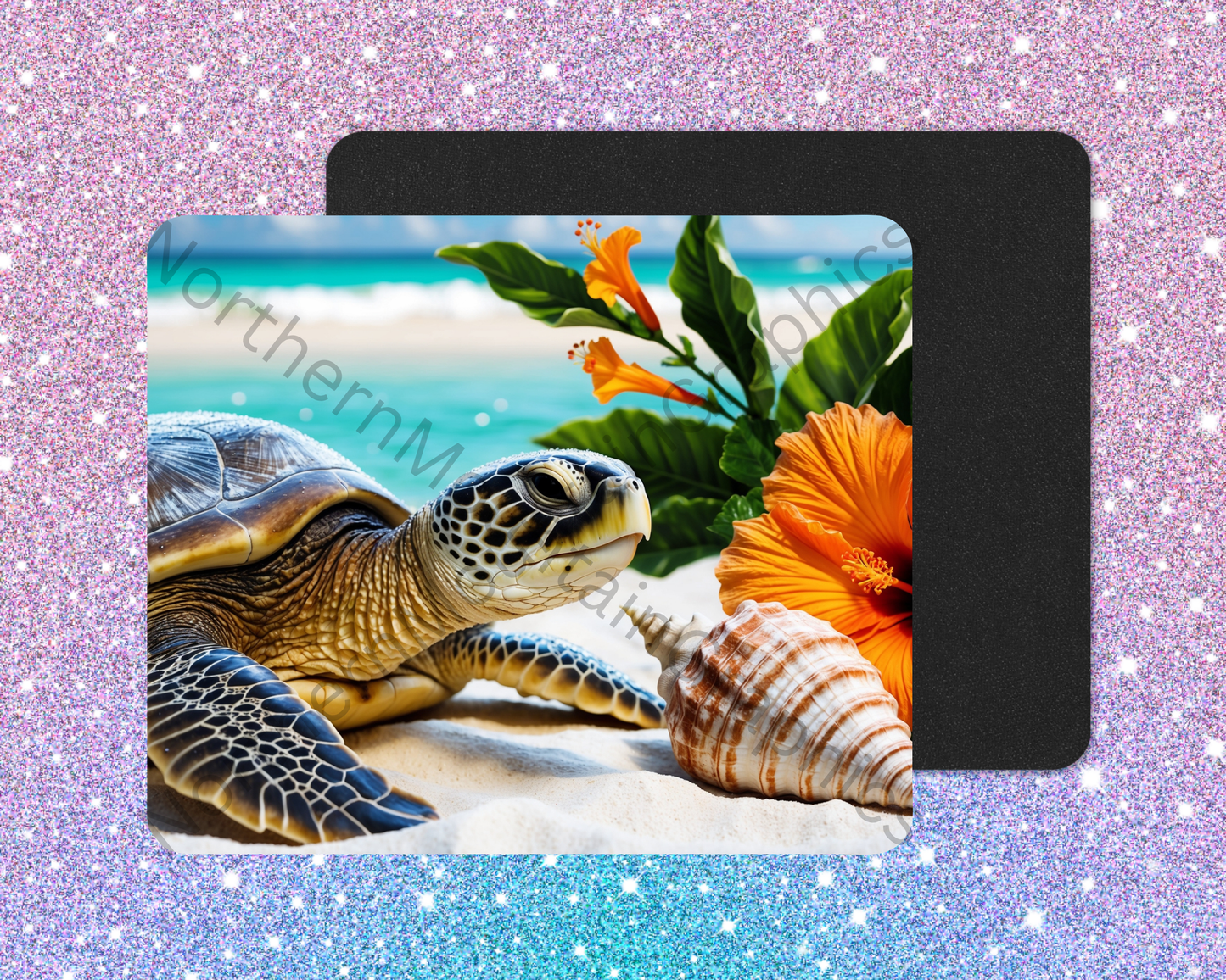 Tropical Shell Sea Turtle Serenity Mouse Pad