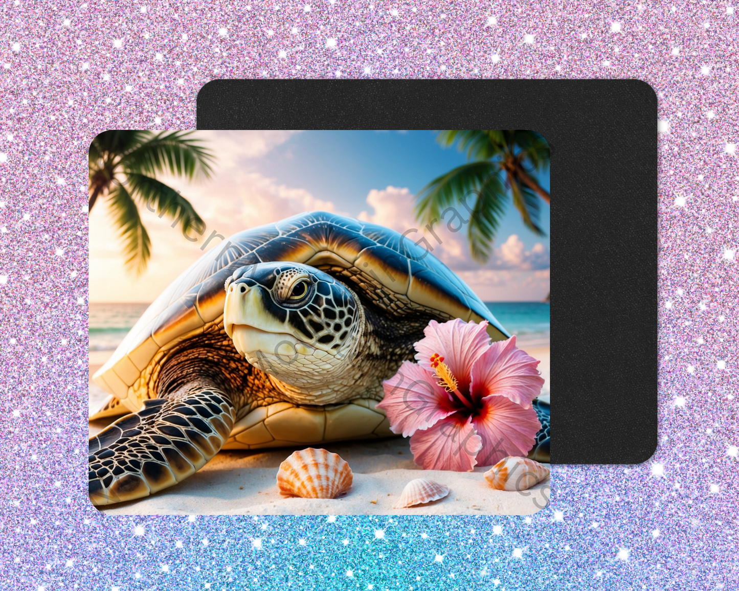 Island Sunset Sea Turtle Mouse Pad