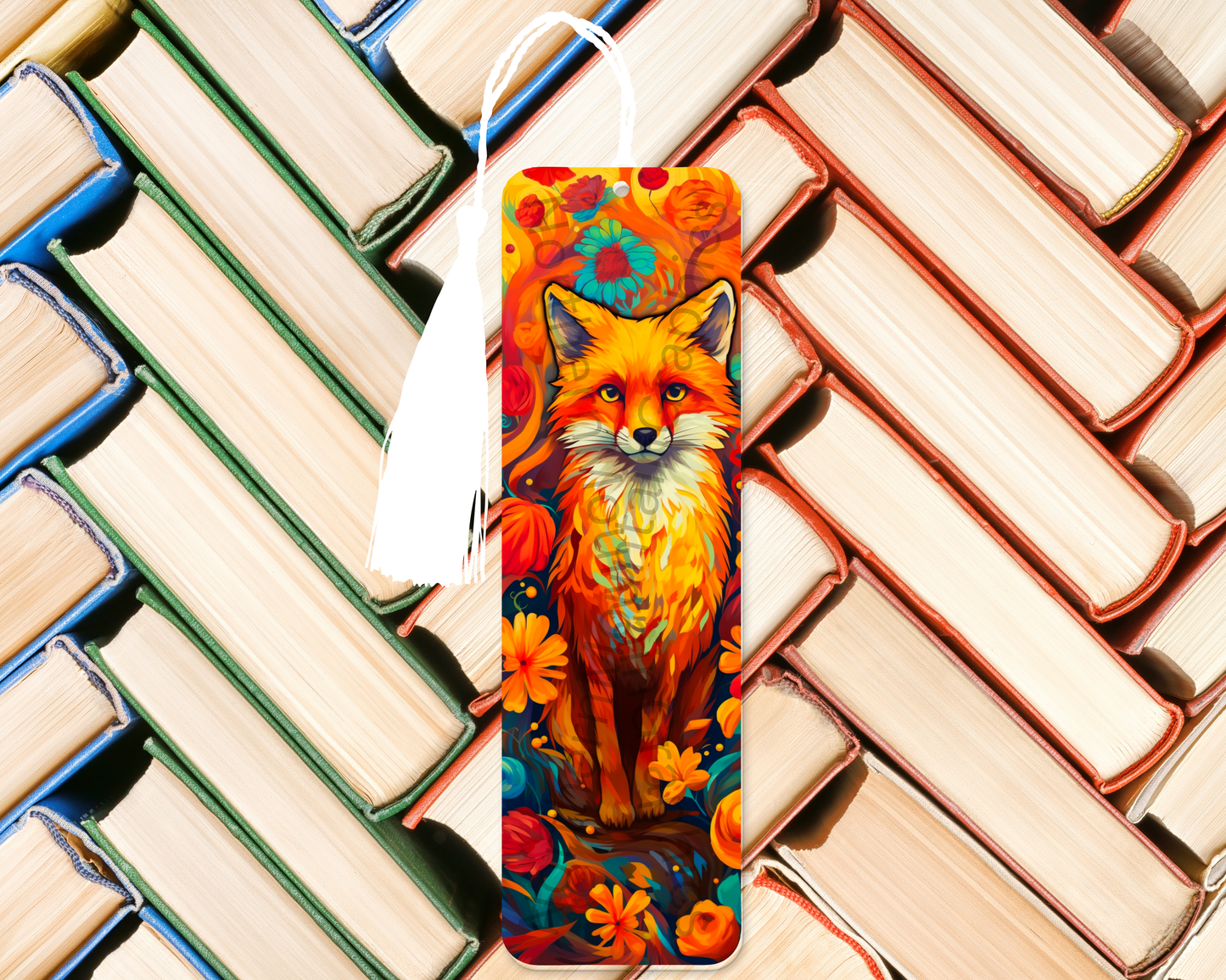 Floral Ember Fox Bookmark