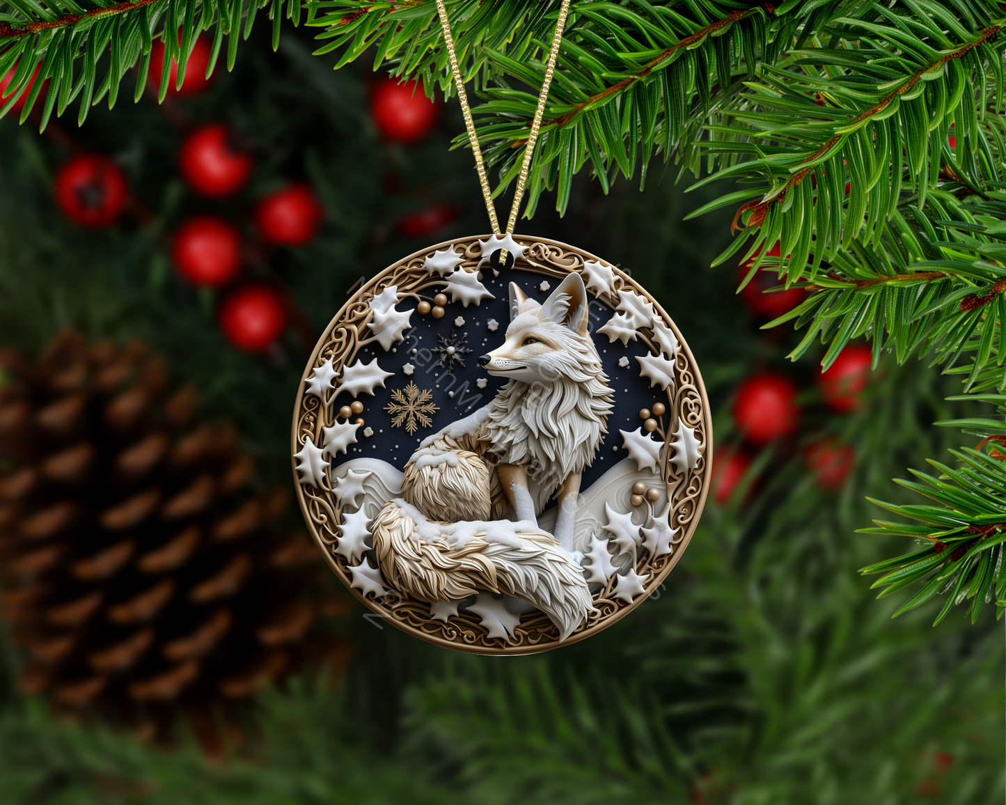 Winter Fox Majesty Christmas Ornament