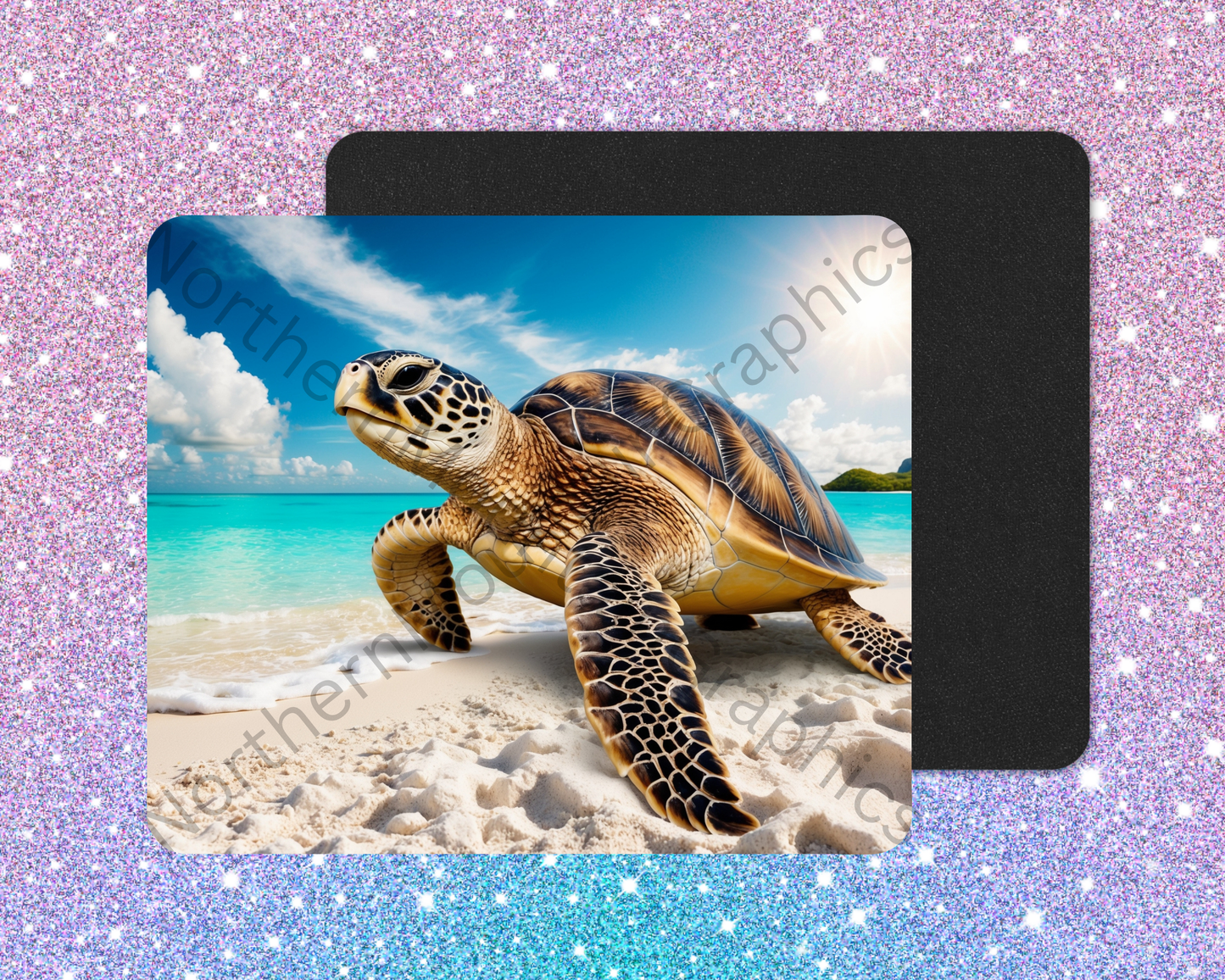 Golden Dusk Sea Turtle Drifter Mouse Pad