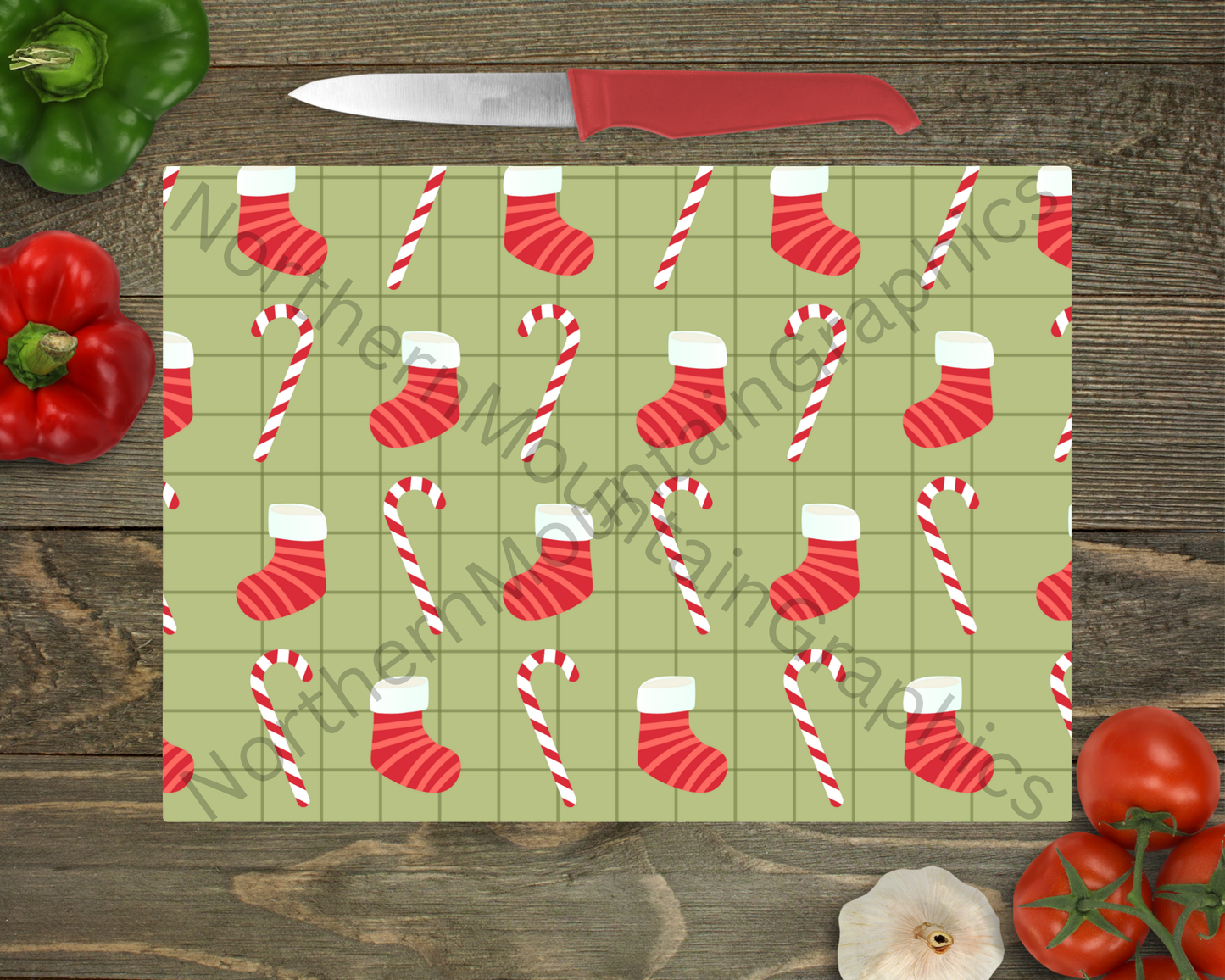 Glass Cutting Board Christmas