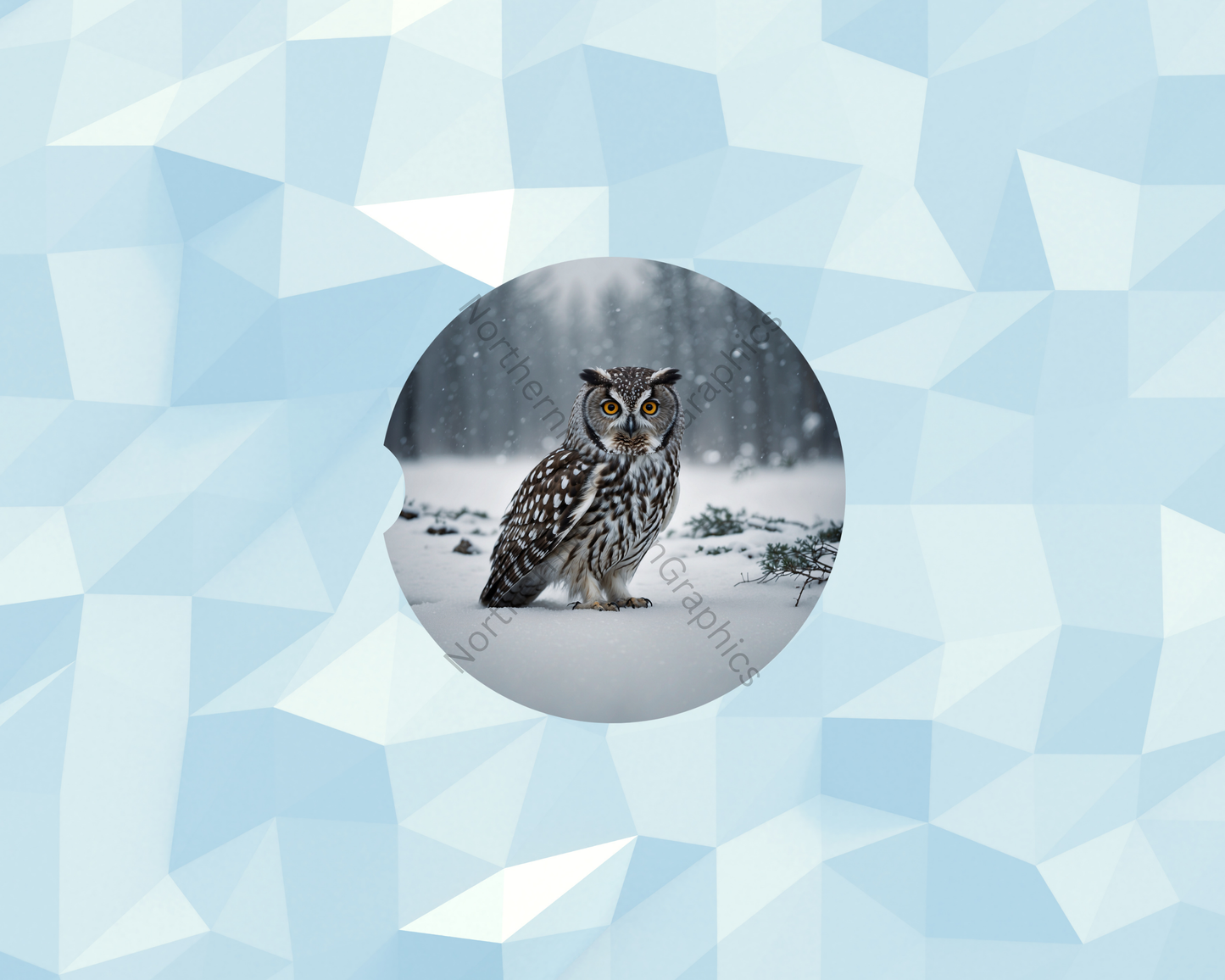 Snowfield Silent Owl Watcher Car Coaster
