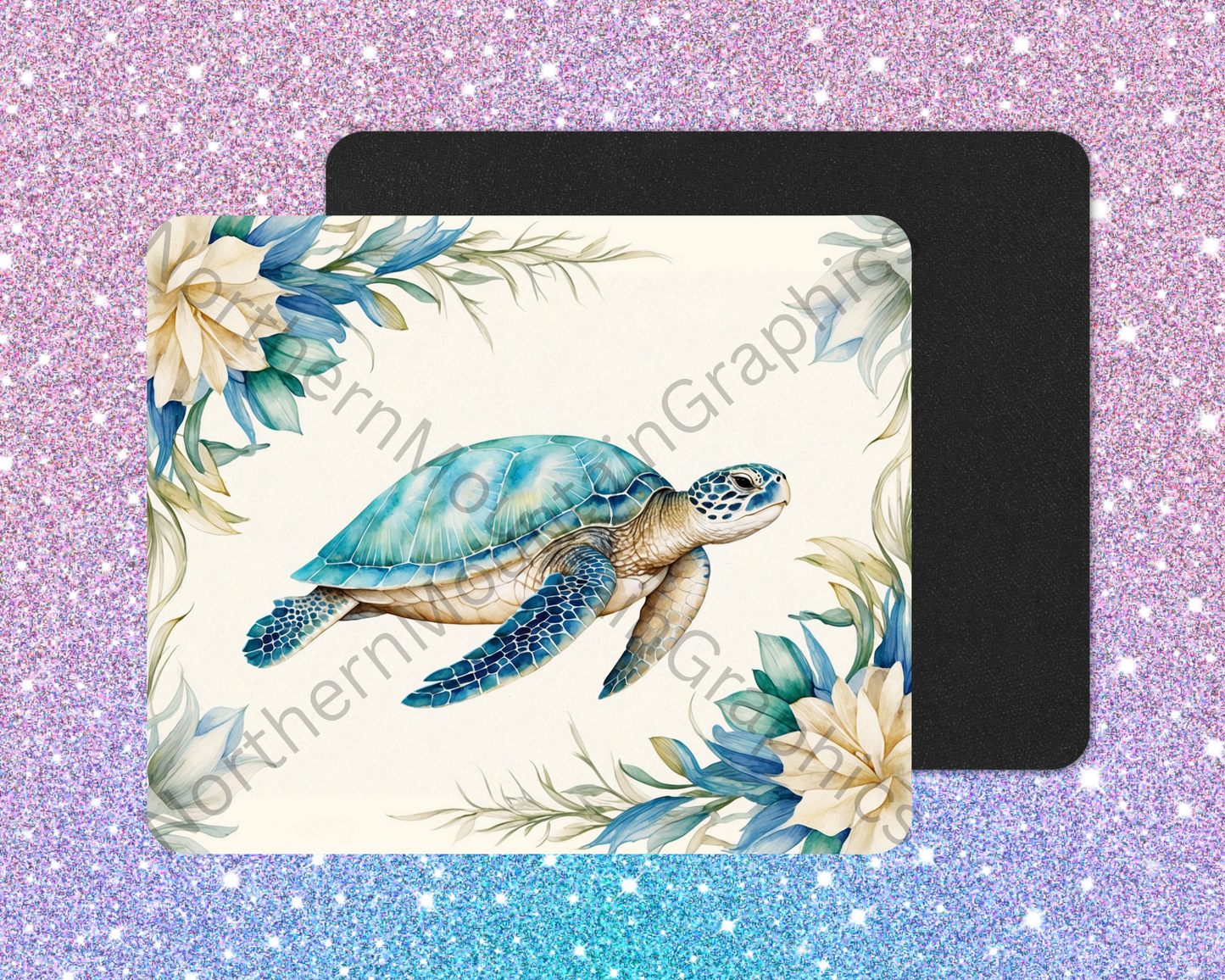 Ocean Bloom Sea Turtle Mouse Pad