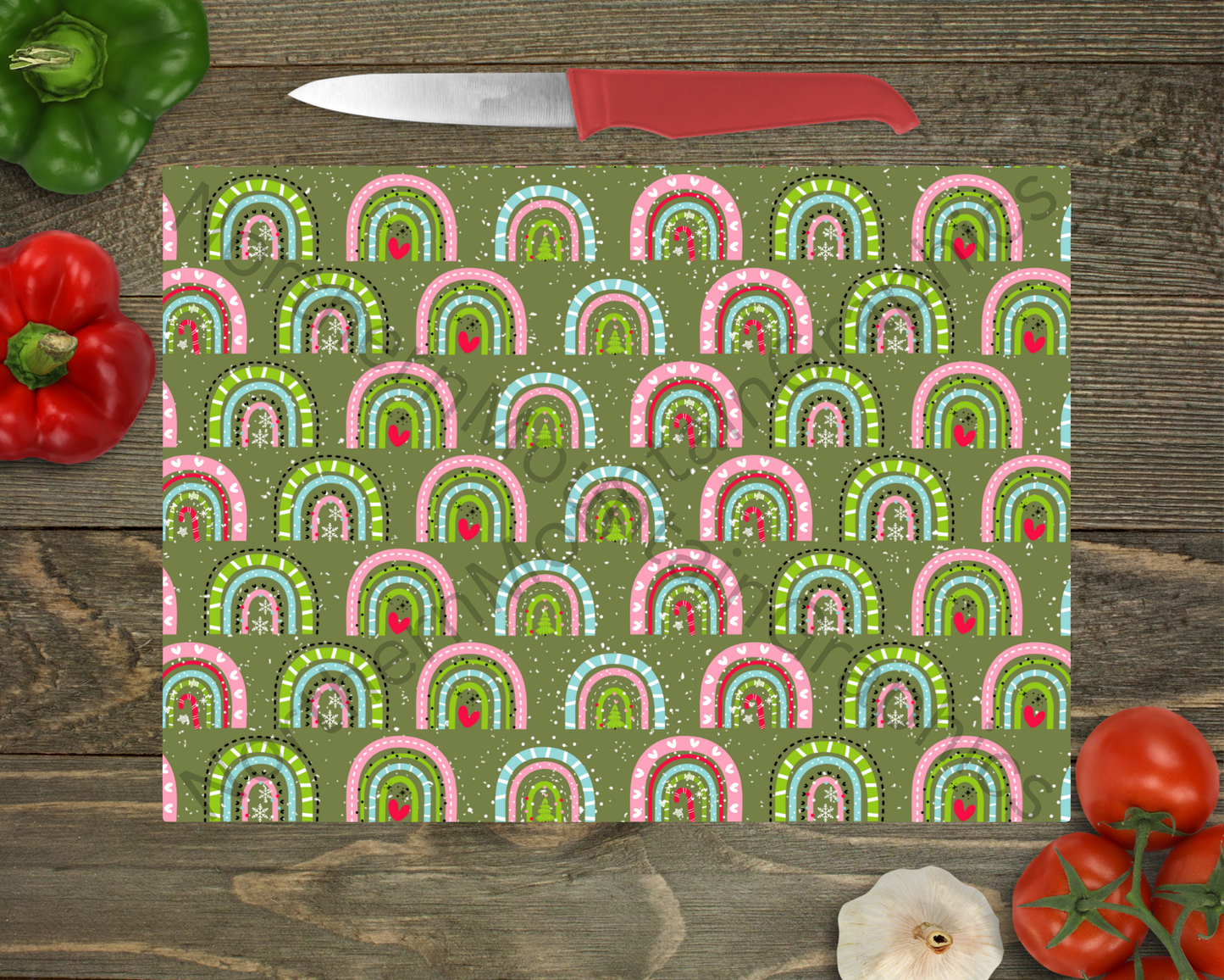 Glass Cutting Board Christmas
