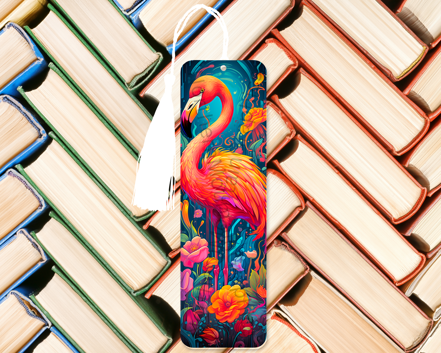 Vibrant Flamingo Bloom Bookmark