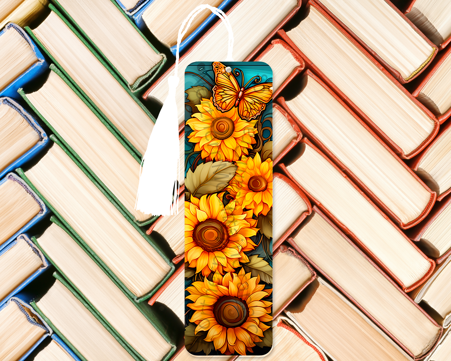 Golden Sunflowers & Butterfly Bookmark