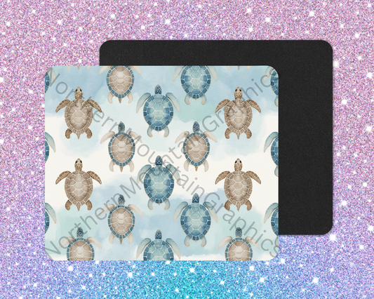 Watercolor Sea Turtle Pattern Mouse Pad