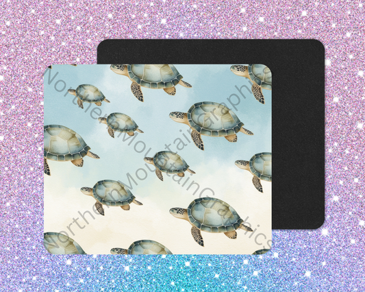 Floating Sea Turtle Parade Mouse Pad