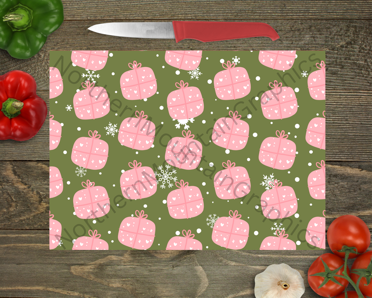 Glass Cutting Board Christmas