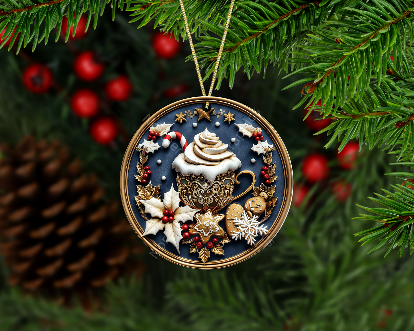 Hot Cocoa & Gingerbread Christmas Ornament