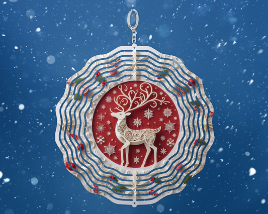 Reindeer in wreath Wind Spinner