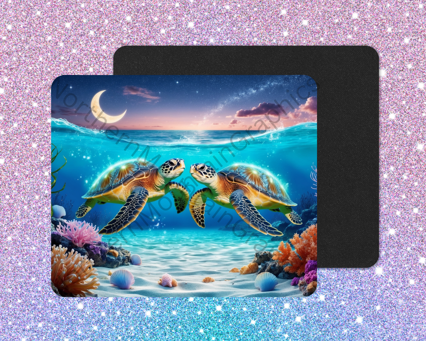 Moonlit Ocean Sea Turtle Companions Mouse Pad
