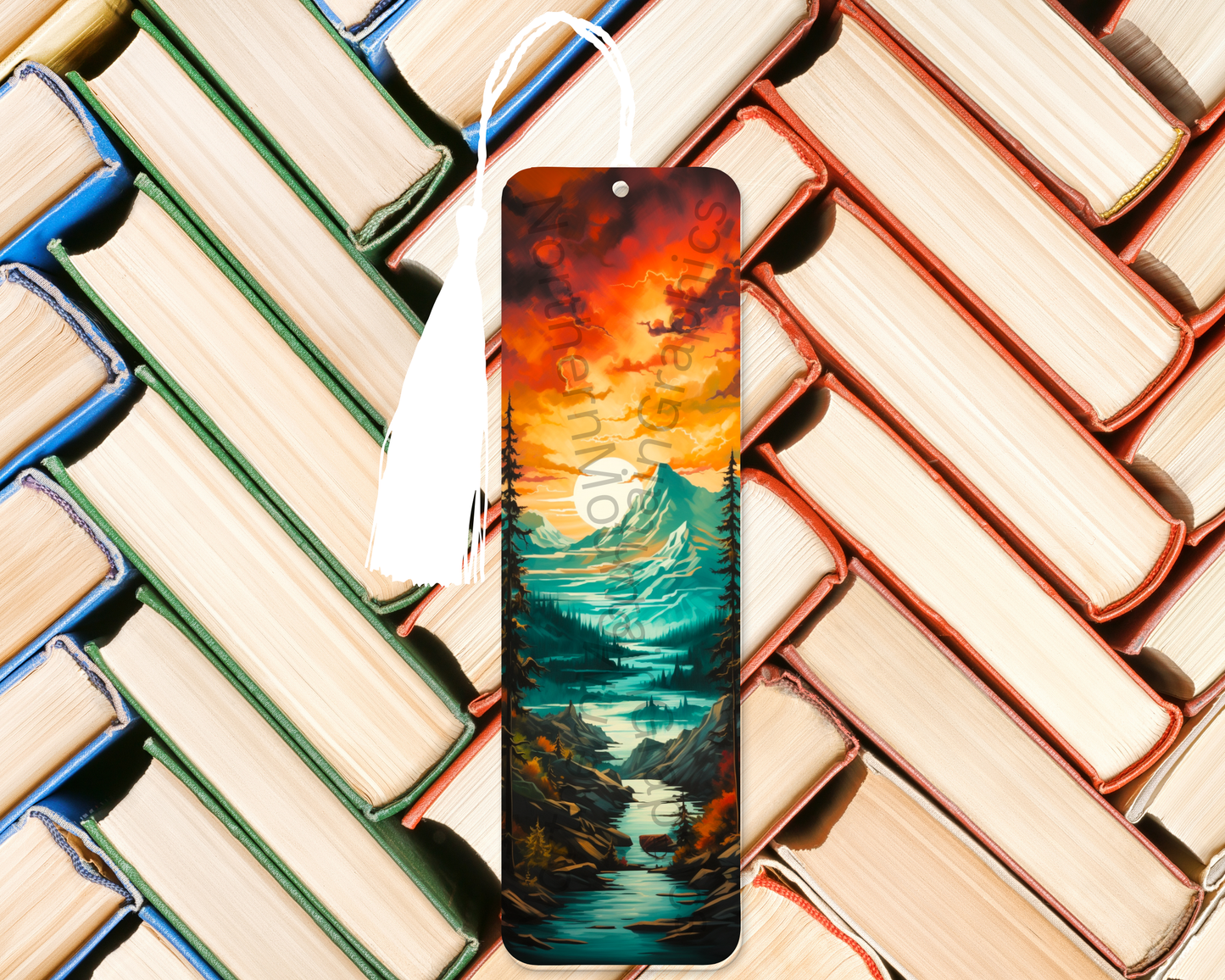 Fiery Sunset Peaks Bookmark