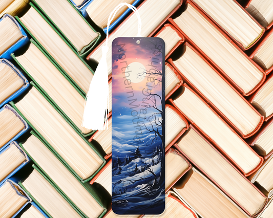 Moonlit Winter Landscape Bookmark