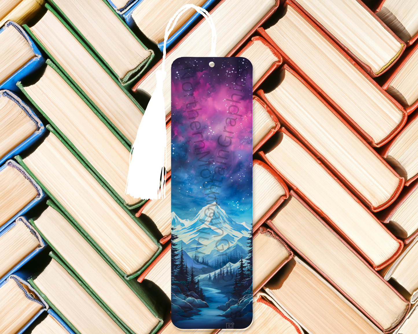 Snowy Mountains Under Stars Bookmark