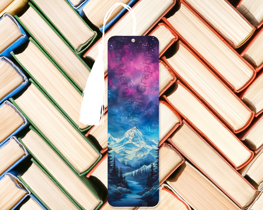 Snowy Mountains Under Stars Bookmark