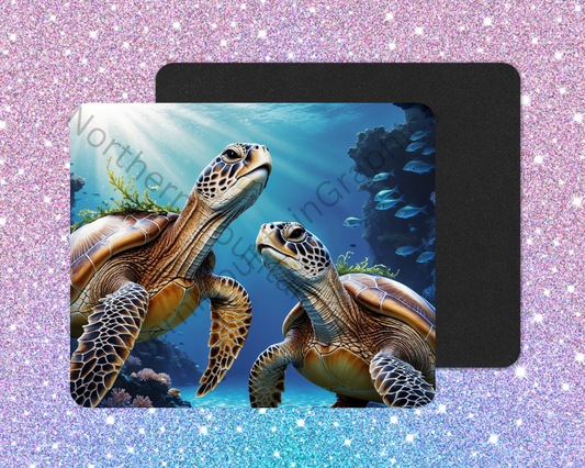 Twin Sea Turtles Rising  Mouse Pad