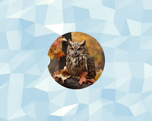 Autumn Leaf Owl Car Coaster