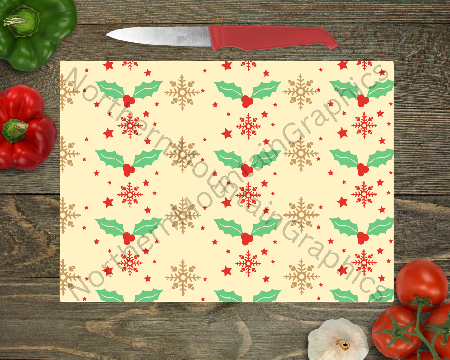 Glass Cutting Board Christmas